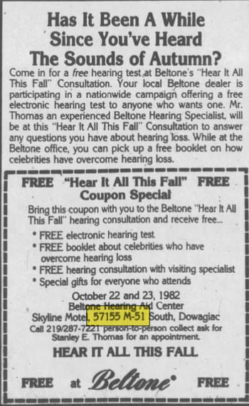 Castle Inn (Skyline Motel) - Oct 1982 Ad (newer photo)